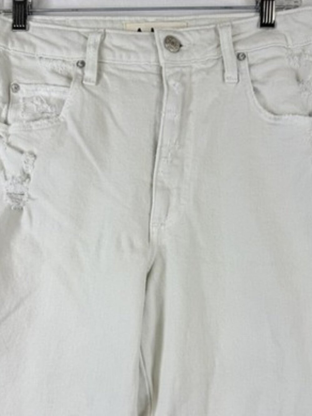 Amo Bella Jeans 30 Ivory White Oak Denim Raw Hem Womens